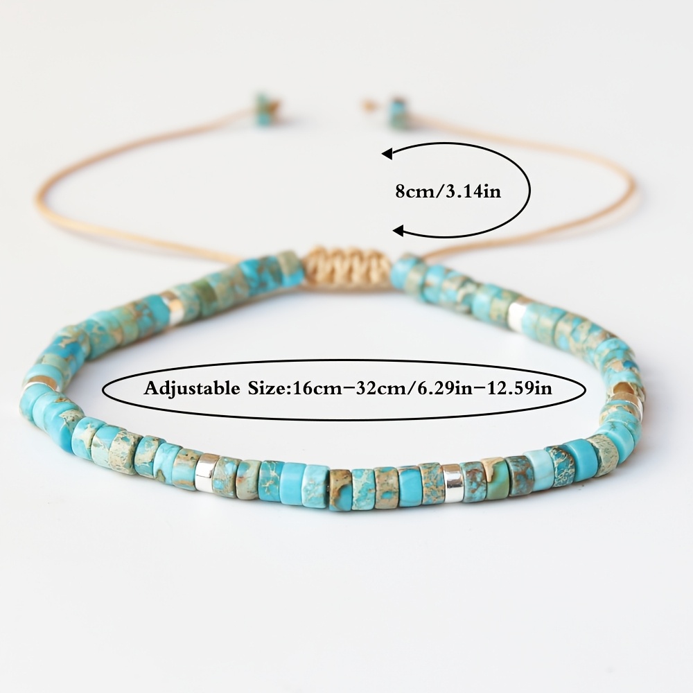 Turquoise Stone Bracelet 4mm Delicate Beaded Bracelet with Adjustment